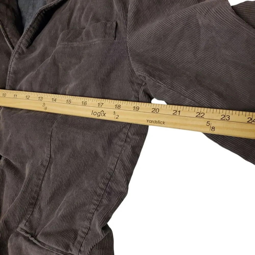 Vintage J CREW Jacket Mens Medium Gray Corduroy Blazer Single Breasted Preppy